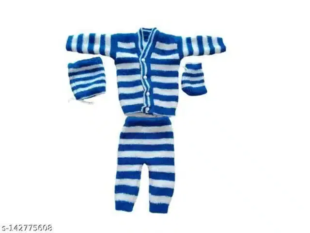 Woolen Sweater & Pant with Socks & Cap for Kids (Multicolor, 0-3 Months)