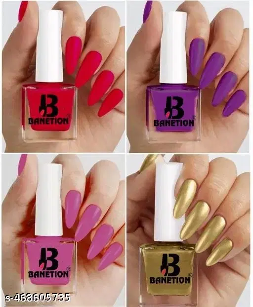 Banetion Matte Nail Polish, Multicolor, Pack of 4