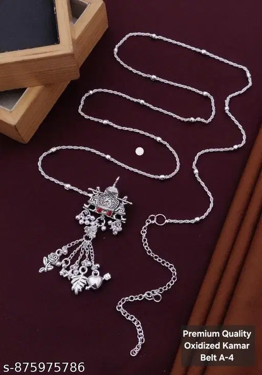 Kamarband for Girls and (Silver, Free Size)