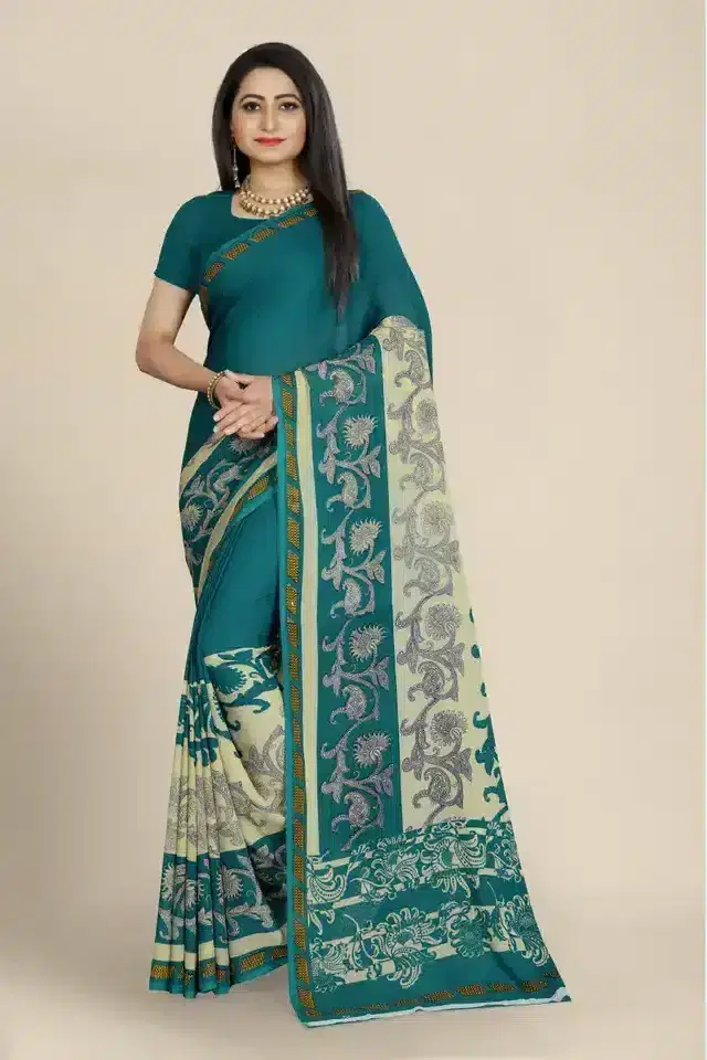 Sharda Creation Georgette Printed Sarees (Green) (Sharda_524)