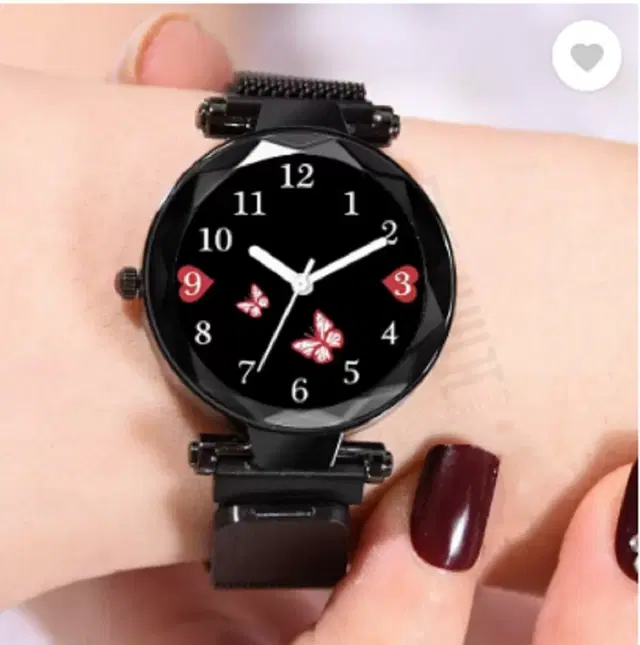 Analog Watch for Women & Girls (Black)