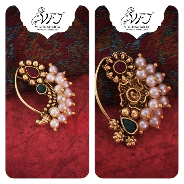 Alloy Nath Nosepins for Women, Pack of 2 (Multicolor)