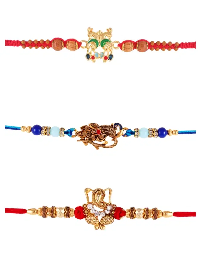 Designer Rakhi for Rakshabandhan, Multicolor, Pack of 3