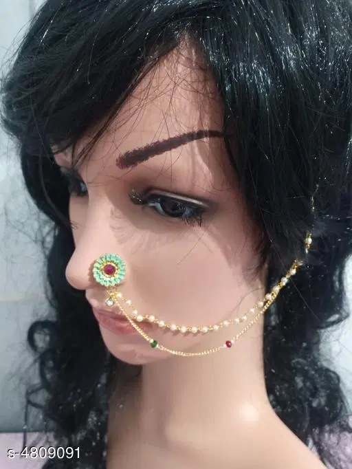 Alloy Gold Plated Nosepins for Women (Multicolor, Free Size)