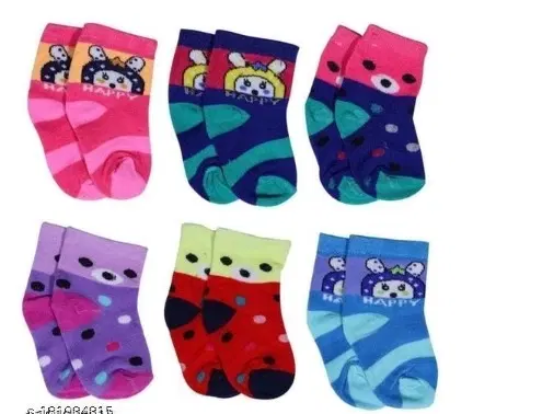 Cotton Ankle Length Socks for Boys & Girls Pack of 6, Multicolor (3-7 Years)