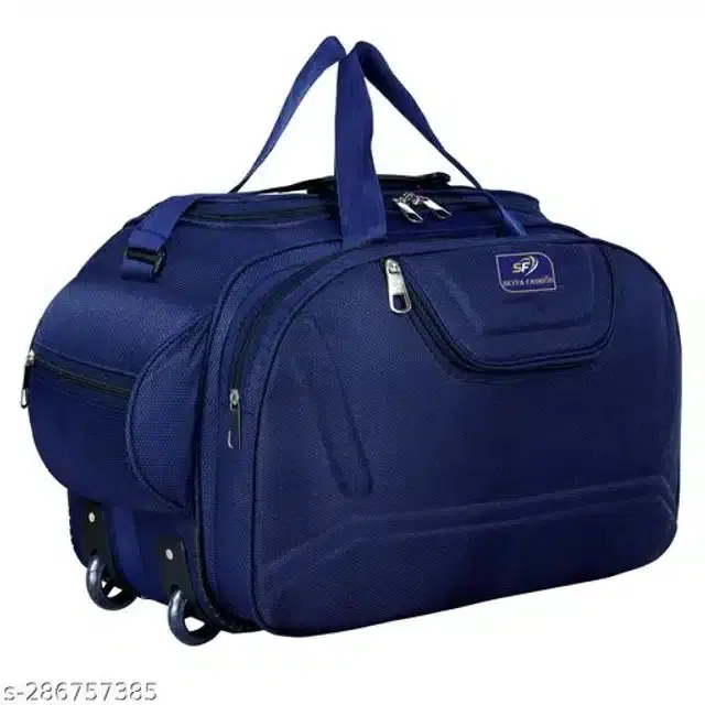 Nylon Strolley Duffel Bag, Navy Blue, 60 L