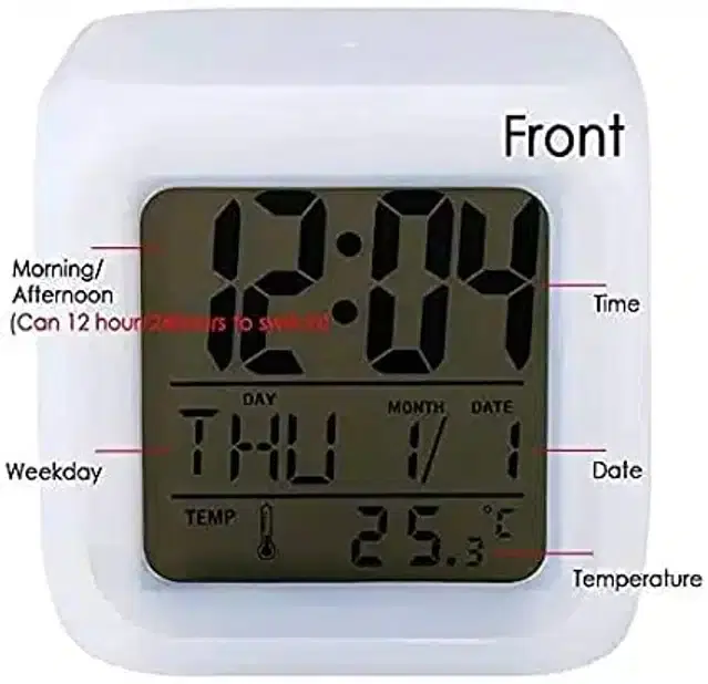 Color Changing Digital Clock, Multicolor