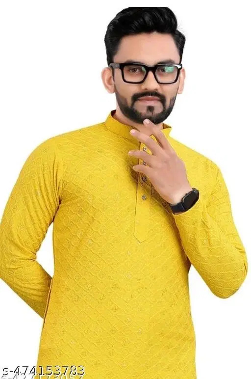 Chikankari Punjabi Patiala for Women (Yellow, L)