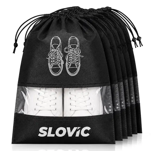 Slovic Shoe Storage Bags, Black, Pack Of 6