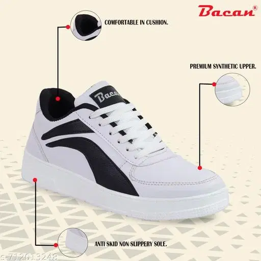 Casual Sneakers for Men (White, IND-6)