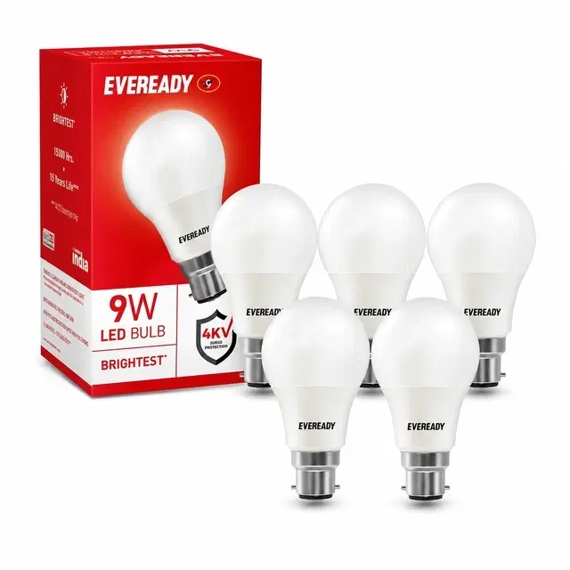 EVEREADY 9 W Standard B22 LED Bulb [White, Pack of 5]