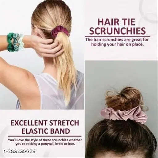 Satin Scrunchies for Women, Pack of 12 (Multicolor)