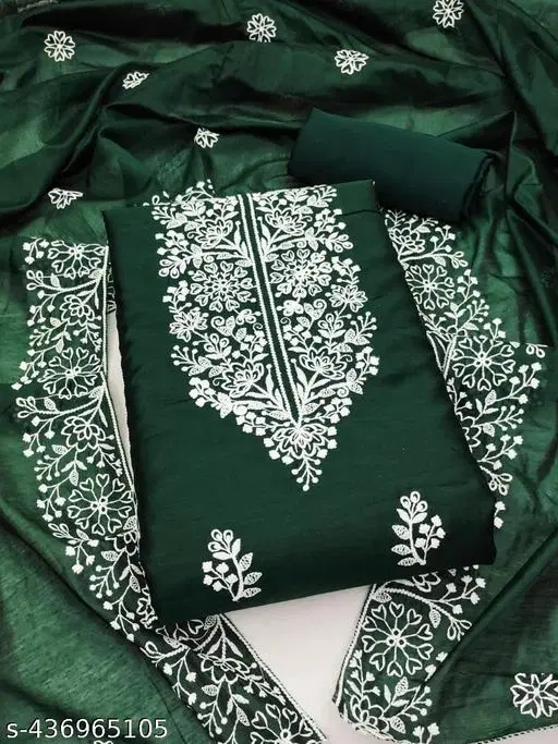Embroidered Patiala Suits for Women (Green, Un Stitched)