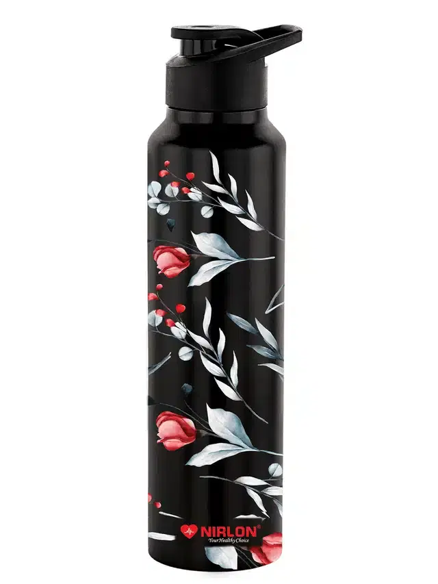 Stainless Steel Insulated Single Wall Water Bottle, Black, 1000 ml