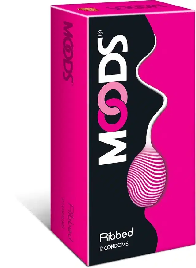 Moods Ribbed Condoms for Men, Pack of 12