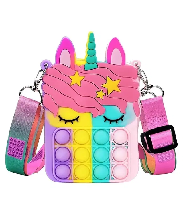 MINDFIT Pop It Unicorn Shape Sling Crocss Body Bag For kids and Girls, Pack of 1, Multicolor