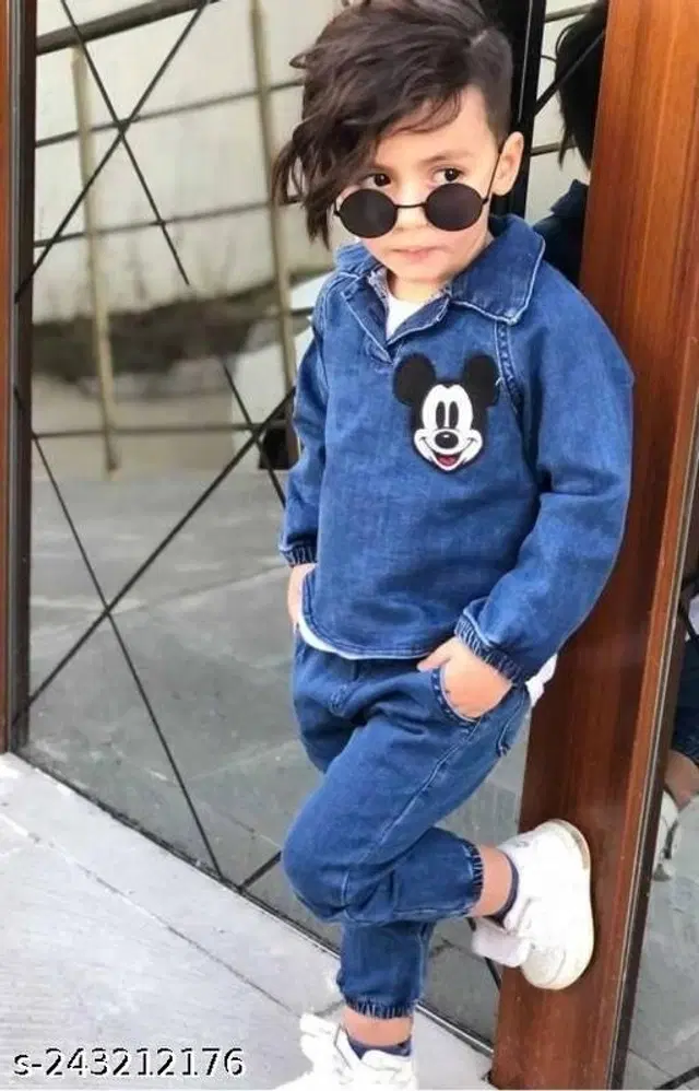 Cotton Solid Clothing Sets for Boys & Girls (Blue, 2-3 Years)