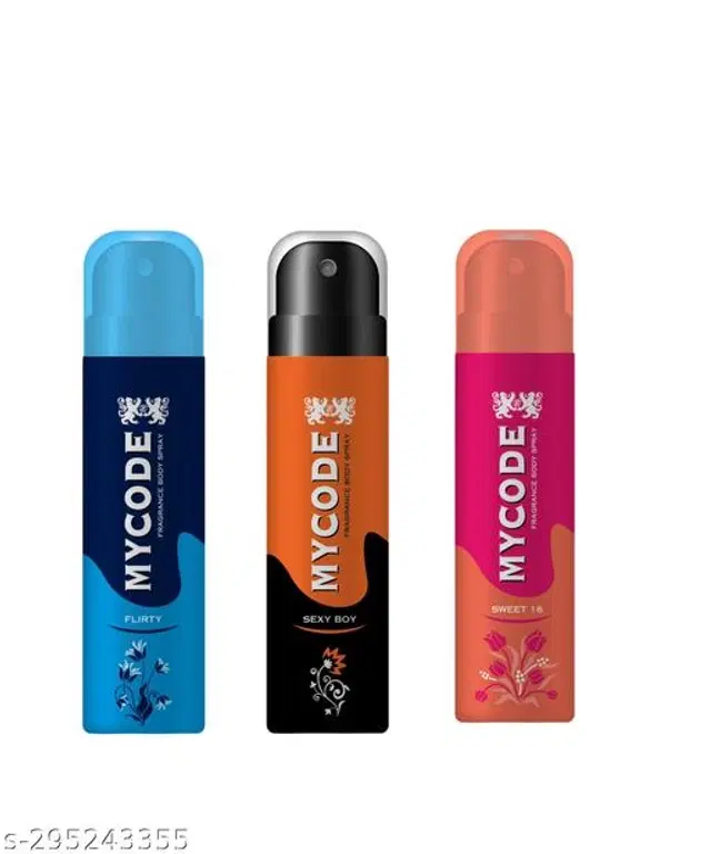 Combo of MYCODE Sexy Boy, Crazy Girl & Flirty Fragrance Body Spray for Men, 100 ml, Pack of 3