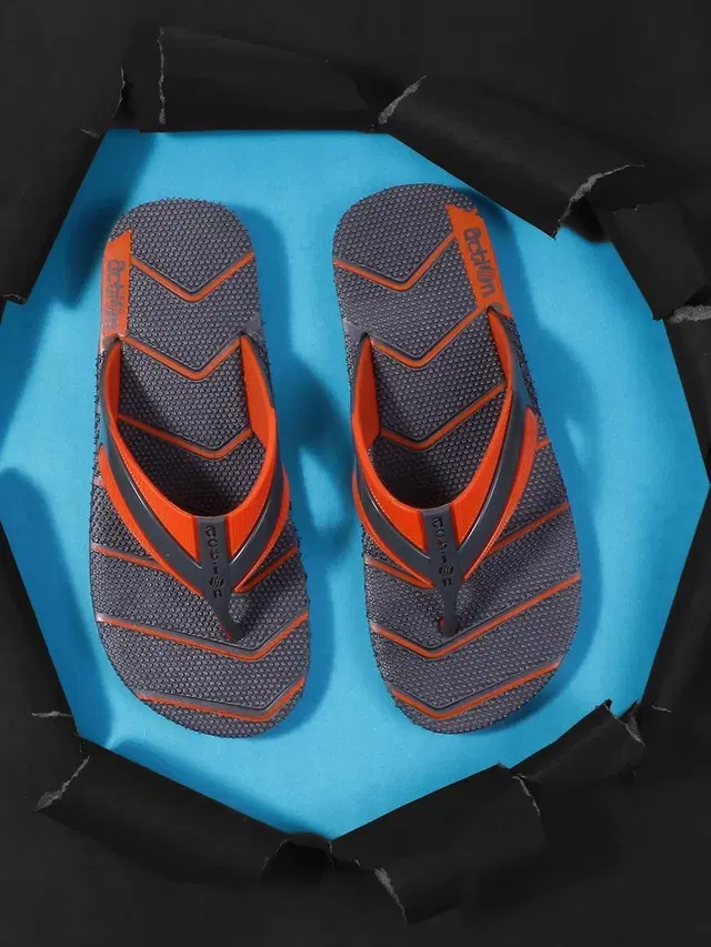 action Casual Flip Flops for Men (Grey, 6)