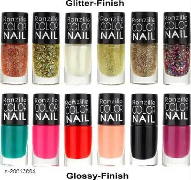 Ronzille Exclusive Nail Polish, Multicolor, 6.5 ml, Pack of 12