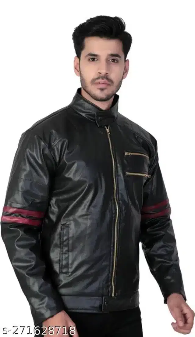 Leather Jacket for Men (Black, M)