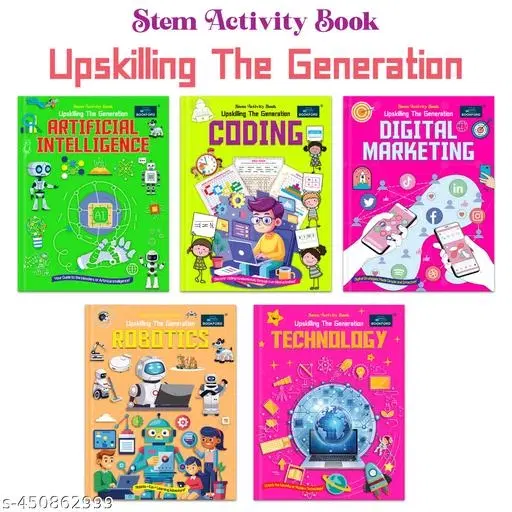 Stem Activity Book Upskilling The Generation AI, Coding, Digital Marketing, Robotics, Technology for kids, Set of 5