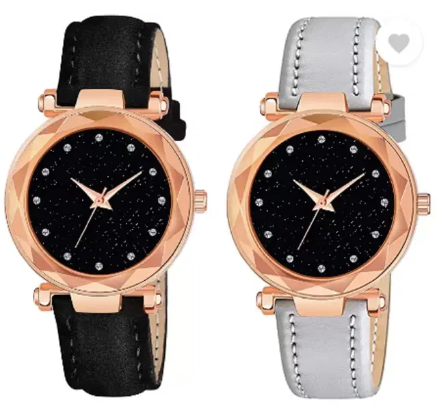 Analog Watch for Women & Girls, Pack of 2 (Multicolor)