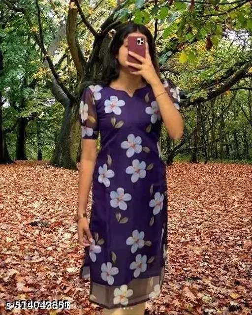 Fancy Kurti for Women (Purple, XXS)