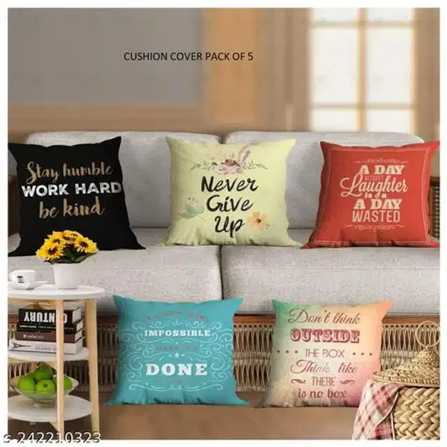 Cushion Cover for Home, Multicolor, 16x16 inches, Pack of 5