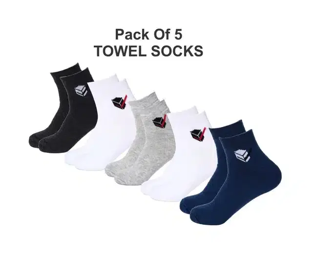 Cotton Blend Ankle Length Socks for Men & Women, Set of 5 (Multicolor)