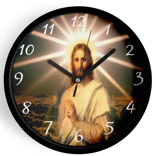 Plastic Jesus Printed Wall Clock, Multicolor, 10x10 Inches