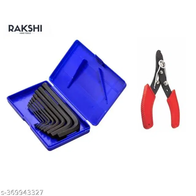 , 9 Pcs Allen Key Combination Wrench Set with Wire Cutter, Multicolor, Set of 2