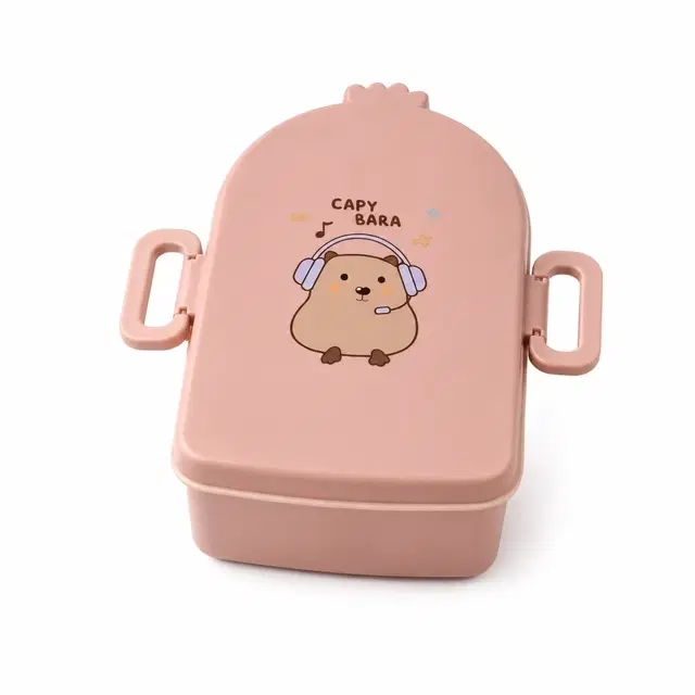 Lunch Box for Kids, Cartoon Lunch Box with Fork, Biege  (Assorted Any 1 Design)