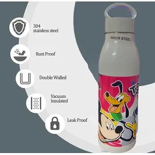 Stainless Steel Printed Water Bottle, Multicolor, 800 ml