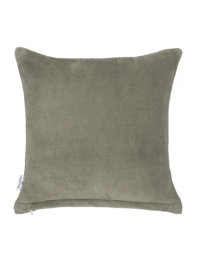 Velvet Cushion Cover, Grey, 16x16 inches