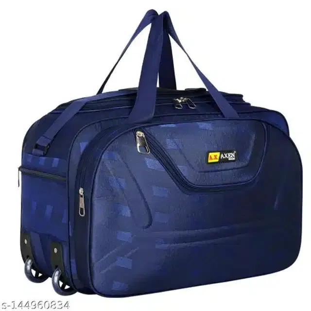 Polyester Trolley Duffel Bag for Men & Women, Navy Blue