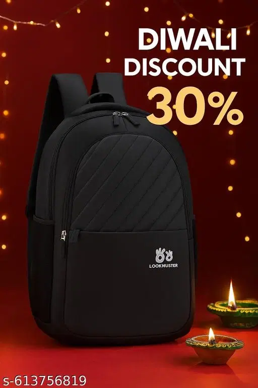 Polyester Backpack for Men & Women, Black