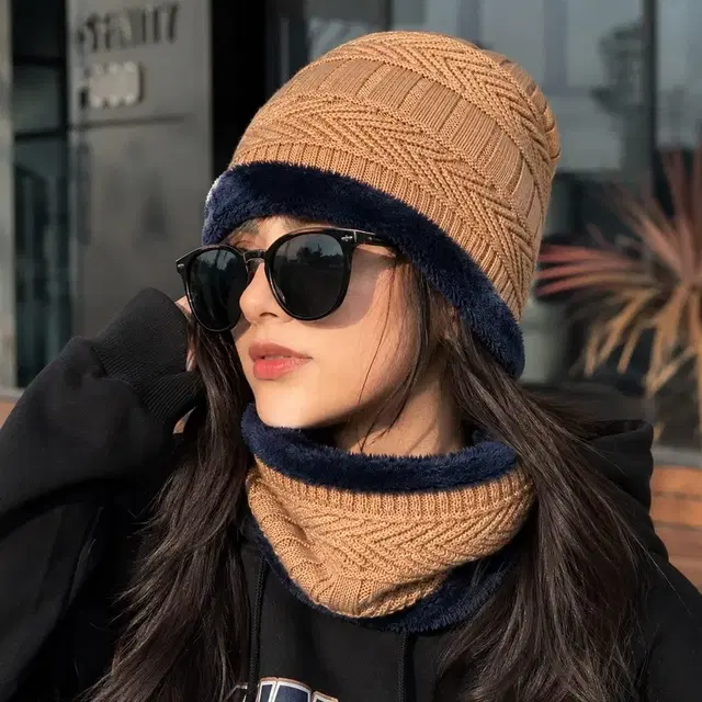 Woolen Cap for Women (Beige, Free Size)
