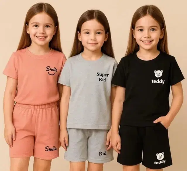 Cotton Clothing Set for Girls, Multicolour, Pack of 3 (0-6 Months)