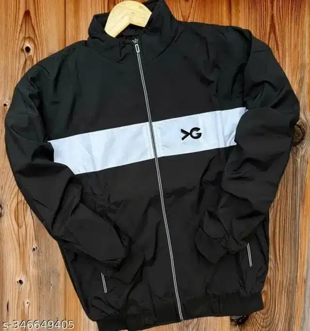 Polyester Jacket for Men (Black, XL)
