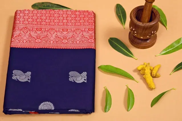 Silk Woven Design Saree for Women, Navy Blue (6.3 m)