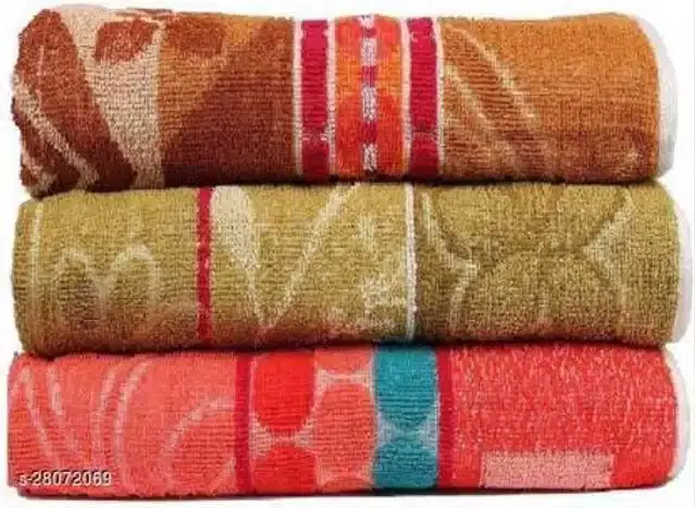 Cotton Bathing Towel, Multicolor, Pack of 3