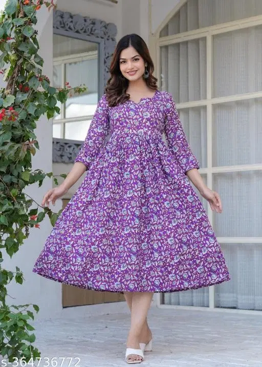 Rayon Kurti for Women, Purple (S)