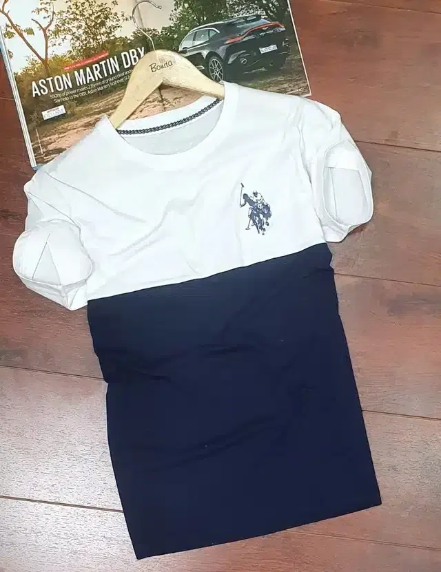 Half Sleeves Casual T-shirt for Men (Navy Blue, M)