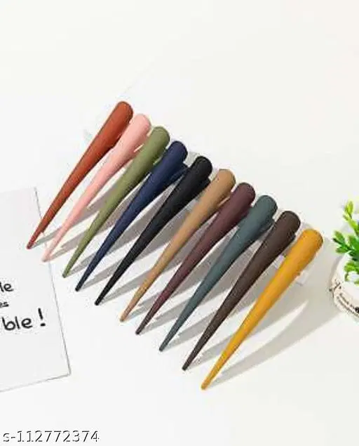 Plastic Hair Clips for Women, Pack of 12 (Multicolor)