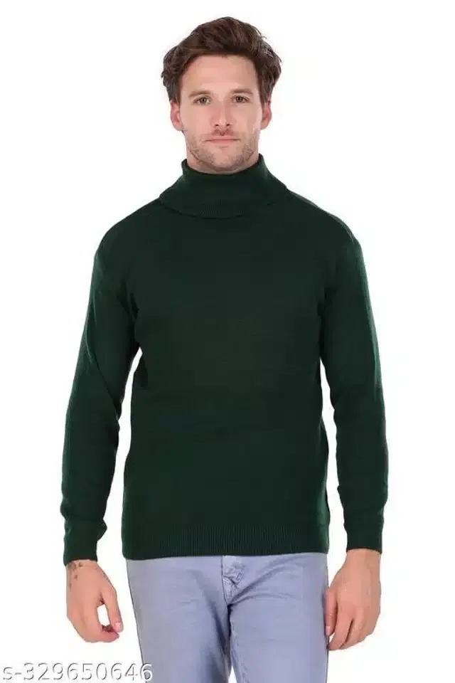 Acrylic Sweater for Men (Green, M)