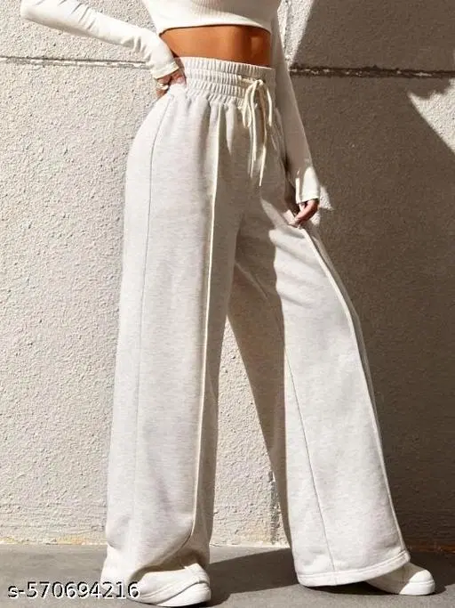 Cotton Blend Solid Trousers for Men, Grey (S)