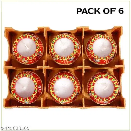 AMAZE WEAL Traditional Amrit Kalash Candle, Red, Pack of 6