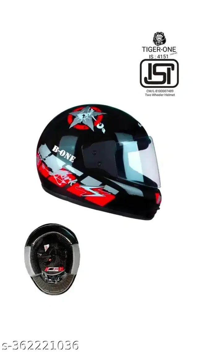 Full Face Helmet for Men & Women, Black & Red