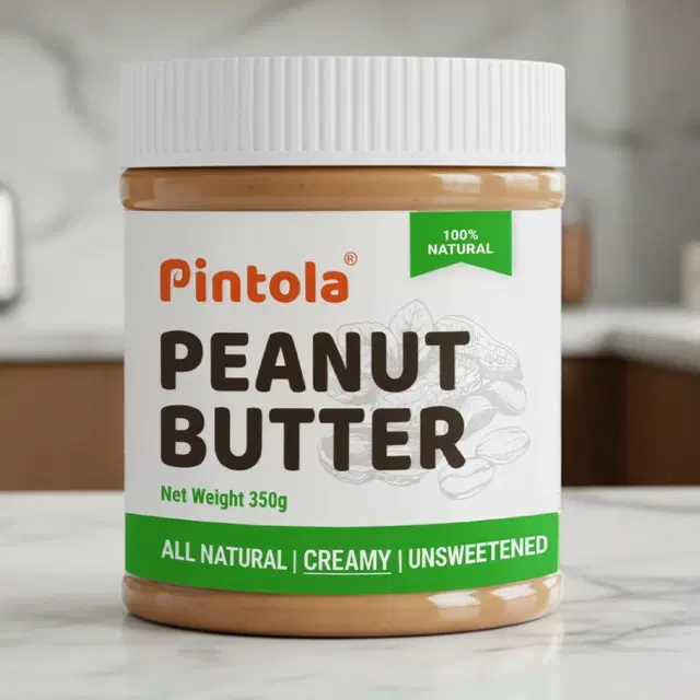 Pintola Peanut Butter Creamy, All Natural, Unsweetened 350 g